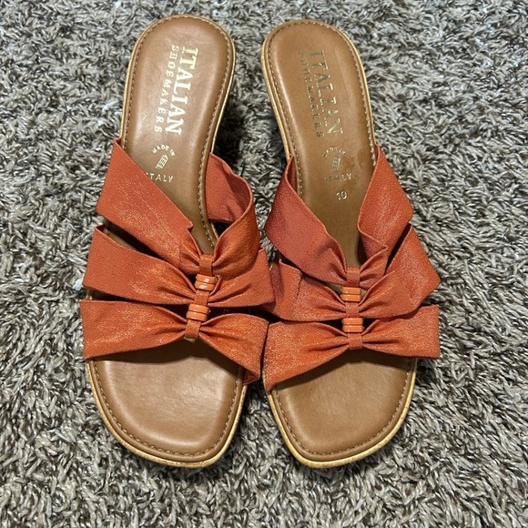 Italian Shoemakers Orange Brown Sandals with Knotted Design - Picture 1 of 9